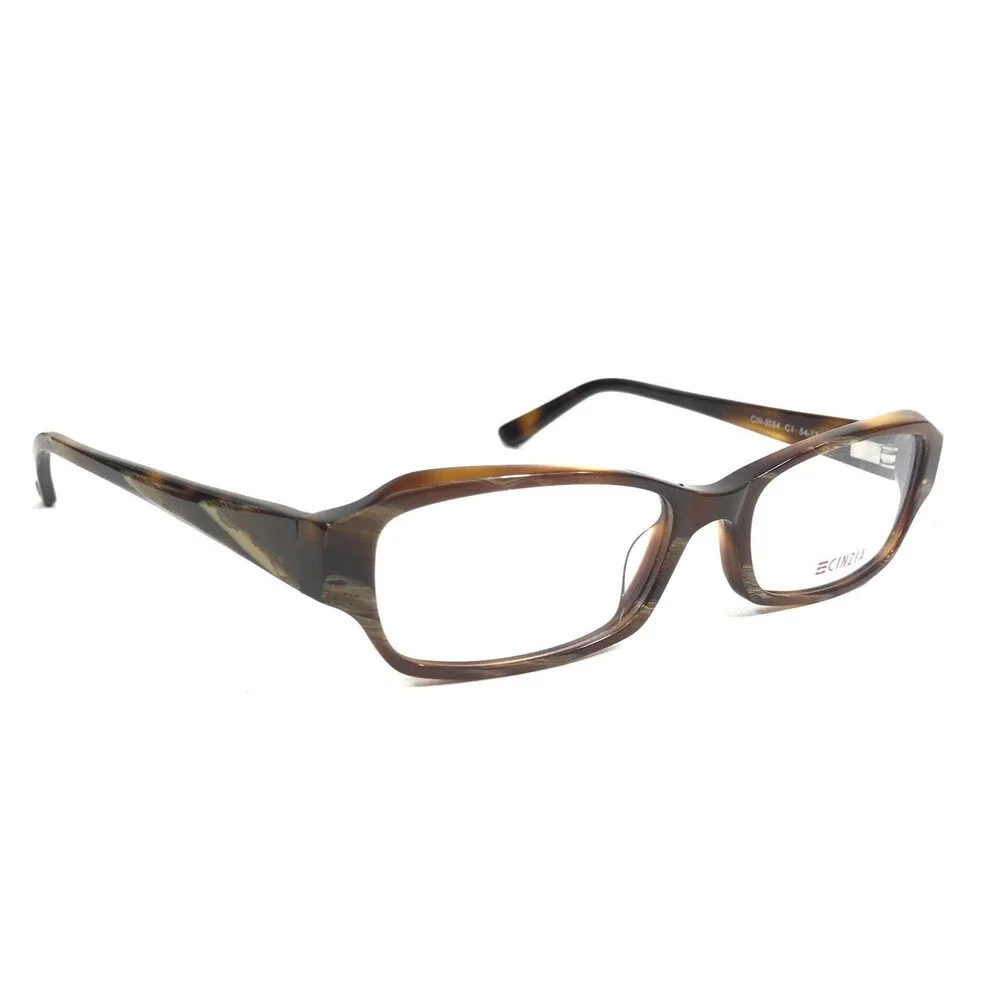 Cinzia Eyeglasses Frames CIN-5054 C1 Brown Striped Horn Cat Eye 54-17-145